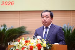 Bí thư Thành ủy Hà Nội Trần Đức Thắng phát biểu chỉ đạo kỳ họp. (Ảnh: Văn Điệp/TTXVN)