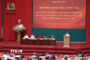 Quang cảnh hội thảo khoa học quốc gia: Phát huy vai trò của hệ thống chính trị bảo vệ an ninh quốc gia trong kỷ nguyên phát triển mới của đất nước. (Ảnh: Phương Hoa/TTXVN)