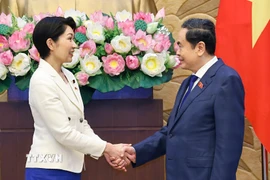 Chủ tịch Quốc hội Trần Thanh Mẫn tiếp bà Obuchi Yuko, Hạ nghị sỹ, Chủ tịch Liên minh Nghị sỹ hữu nghị Nhật Bản-Việt Nam. (Ảnh: Lâm Khánh/TTXVN)