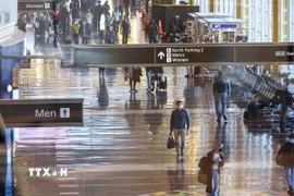 Hành khách tại sân bay quốc gia Ronald Reagan Washington ở Arlington, Virginia, Mỹ. (Ảnh: THX/TTXVN)