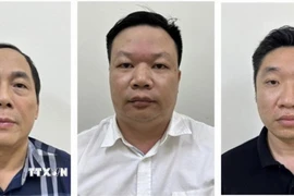 Các đối tượng (từ trái qua phải): Hoàng Quốc Hùng, Lương Nhân Hòa, Nguyễn Đình Cảnh. (Ảnh: TTXVN phát)