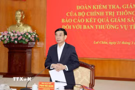 Đại tướng Phan Văn Giang, Ủy viên Bộ Chính trị, Bộ trưởng Bộ Quốc phòng phát biểu kết luận. (Ảnh: TTXVN phát)