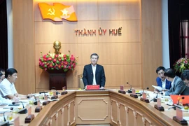 Bí thư Trung ương Đảng, Chánh án Tòa án nhân dân tối cao Lê Minh Trí phát biểu tại lễ công bố quyết định kiểm tra của Bộ Chính trị. (Ảnh: Đỗ Trưởng/TTXVN)