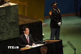 Chủ tịch nước Lương Cường phát biểu tại Phiên Thảo luận chung cấp cao Đại hội đồng Liên hợp quốc Khóa 80. (Ảnh: Lâm Khánh/TTXVN)