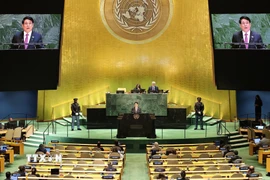 Chủ tịch nước Lương Cường phát biểu tại Phiên Thảo luận chung cấp cao Đại hội đồng Liên hợp quốc Khóa 80. (Ảnh: Lâm Khánh/TTXVN)