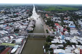 Một góc thị trấn Mỹ An, huyện Tháp Mười (Đồng Tháp cũ). (Ảnh: Nhựt An/TTXVN)