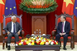 Tổng Bí thư Tô Lâm tiếp Chủ tịch Hội đồng châu Âu António Costa. (Ảnh: Thống Nhất/TTXVN)