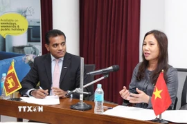 Đại sứ Trịnh Thị Tâm giải đáp các câu hỏi của doanh nghiệp. (Ảnh do Đại sứ quán cung cấp)