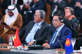 Thủ tướng Phạm Minh Chính dự và phát biểu tại Hội nghị Cấp cao Kinh tế ASEAN - Hội đồng Hợp tác Vùng Vịnh (GCC) - Trung Quốc. (Ảnh: Dương Giang/TTXVN)