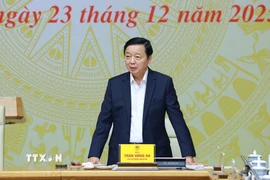 Phó Thủ tướng Trần Hồng Hà chủ trì phiên họp lần thứ 27 của Ban Chỉ đạo quốc gia chống khai thác hải sản bất hợp pháp, không báo cáo và không theo quy định (IUU). (Ảnh: Dương Giang/TTXVN)