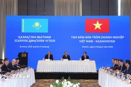Tổng Bí thư Tô Lâm dự Tọa đàm bàn tròn doanh nghiệp Việt Nam-Kazakhstan. (Ảnh: Thống Nhất/TTXVN)