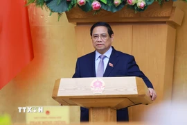 Thủ tướng Phạm Minh Chính chủ trì Phiên họp Chính phủ thường kỳ tháng 4/2025. (Ảnh: Dương Giang/TTXVN)