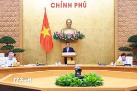 Thủ tướng Phạm Minh Chính chủ trì Phiên họp Chính phủ thường kỳ tháng 4 năm 2025. (Ảnh: Dương Giang/TTXVN)