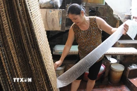 Trải qua hàng trăm năm, người dân địa phương vẫn gìn giữ, duy trì được nghề truyền thống làm bánh đa nem Thổ Hà. (Ảnh: Việt Hùng/TTXVN)