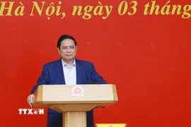 Thủ tướng Phạm Minh Chính chủ trì Hội nghị lần thứ hai Ban Chấp hành Đảng bộ Chính phủ. (Ảnh: Dương Giang/TTXVN)