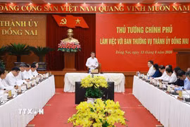 Thủ tướng Lê Minh Hưng phát biểu. (Ảnh: Dương Giang/TTXVN)