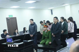 Các bị cáo tại phiên tòa. (Ảnh: Kim Anh/TTXVN)