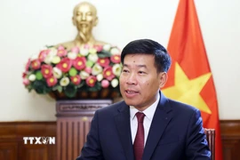 Thứ trưởng Bộ Ngoại giao Nguyễn Mạnh Cường trả lời báo chí trước chuyến thăm cấp Nhà nước tới Lào của Tổng Bí thư Tô Lâm và chuyến công tác của Thủ tướng Phạm Minh Chính tới Lào. (Ảnh: An Đăng/TTXVN)