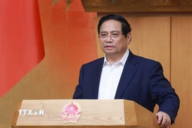Thủ tướng Phạm Minh Chính chủ trì Phiên họp Chính phủ chuyên đề về xây dựng pháp luật tháng 9 năm 2025. (Ảnh: Dương Giang/TTXVN)