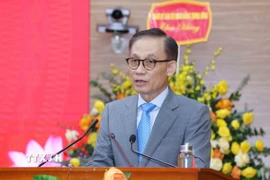 Đồng chí Lê Hoài Trung, Bí thư Trung ương Đảng, Chánh Văn phòng Trung ương Đảng, Phó Bí thư Thường trực Đảng uỷ các cơ quan Đảng Trung ương phát biểu khai mạc Đại hội. (Ảnh: Phương Hoa/TTXVN)