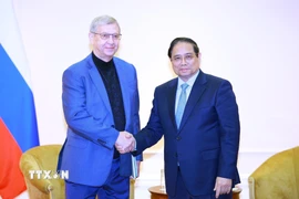 Thủ tướng Phạm Minh Chính tiếp ông Vladimir Yevtushenkov - Nhà sáng lập Công ty Cổ phần đại chúng AFK Sistema, Nga. (Ảnh: Dương Giang/TTXVN)