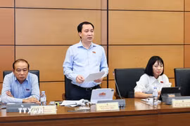 Đại biểu Quốc hội thành phố Hải Phòng Vũ Văn Tiến phát biểu ý kiến. (Ảnh: Doãn Tấn/TTXVN)