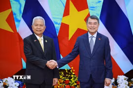 Thủ tướng Lê Minh Hưng hội kiến Chủ tịch Quốc hội kiêm Chủ tịch Hạ viện Thái Lan Sophon Zaram. (Ảnh: Dương Giang/TTXVN)