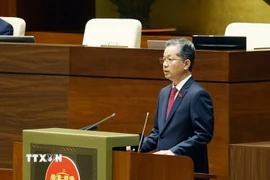 Chánh án Tòa án Nhân dân Tối cao Nguyễn Văn Quảng phát biểu nhậm chức. (Ảnh: Thống Nhất/TTXVN)