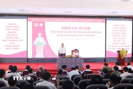 Tổng Bí thư Tô Lâm phát biểu tại cuộc làm việc với Ban Thường vụ Tỉnh ủy Tuyên Quang. (Ảnh: Thống Nhất/TTXVN)