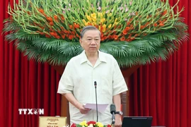 Tổng Bí thư Tô Lâm, Trưởng Ban Chỉ đạo Trung ương, phát biểu. (Ảnh: Thống Nhất/TTXVN)