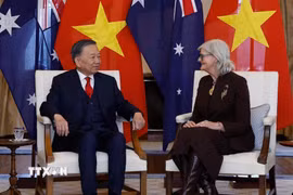 Tổng Bí thư, Chủ tịch nước Tô Lâm hội kiến Toàn quyền Australia Sam Mostyn. (Ảnh: Thống Nhất/TTXVN)