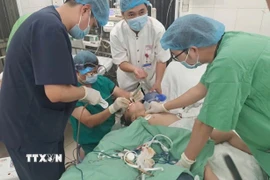 Kịp thời cứu sống bệnh nhi mắc hạt hướng dương đường thở. (Ảnh: TTXVN phát)
