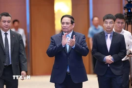 Thủ tướng Phạm Minh Chính chủ trì Lễ công bố thành lập Ủy ban Quốc gia Diễn đàn hợp tác châu Á - Thái Bình Dương 2027 (APEC 2027). (Ảnh: Dương Giang/TTXVN)