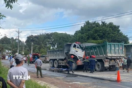 Hiện trường vụ tai nạn. (Ảnh: TTXVN phát)