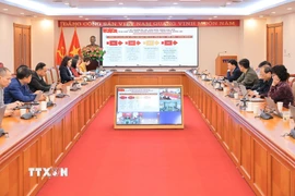 Quang cảnh Hội nghị tại điểm cầu Thông tấn xã Việt Nam. (Ảnh: Lê Đông/TTXVN)