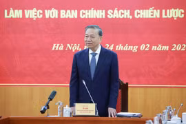 Tổng Bí thư Tô Lâm phát biểu chỉ đạo tại buổi làm việc. (Ảnh: Thống Nhất/TTXVN)