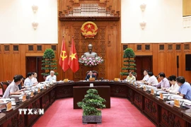 Thủ tướng Phạm Minh Chính chủ trì cuộc họp của Ban Thường vụ Đảng ủy Chính phủ về dự thảo đề án phát triển văn hóa. (Ảnh: Dương Giang/TTXVN)