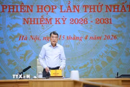 Thủ tướng Lê Minh Hưng, Chủ tịch Hội đồng Thi đua-Khen thưởng Trung ương chủ trì phiên họp lần thứ nhất nhiệm kỳ 2026-2031. (Ảnh: Dương Giang/TTXVN)