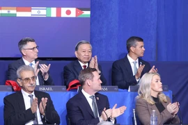 Tổng Bí thư Tô Lâm và các đại biểu dự Phiên khai mạc Hội đồng Hòa bình về Gaza. (Ảnh: Thống Nhất/TTXVN)