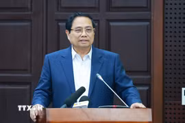 Thủ tướng Phạm Minh Chính làm việc với Ban Thường vụ Thành ủy Đà Nẵng về tình hình phát triển kinh tế-xã hội. (Ảnh: Dương Giang/TTXVN)