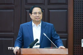 Thủ tướng Phạm Minh Chính làm việc với Ban Thường vụ Thành ủy Đà Nẵng về tình hình phát triển kinh tế-xã hội. (Ảnh: Dương Giang/TTXVN)