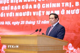 Thủ tướng Phạm Minh Chính phát biểu. (Ảnh: Dương Giang/TTXVN)