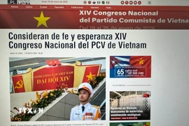Chuyên trang của Prensa Latina về Đại hội đại biểu toàn quốc lần thứ XIV của Đảng Cộng sản Việt Nam. (Ảnh: TTXVN phát)