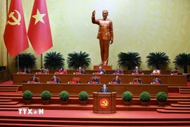 Đồng chí Lương Cường, Ủy viên Bộ Chính trị, Chủ tịch nước trình bày Diễn văn khai mạc Đại hội. (Ảnh: TTXVN)