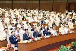 Tổng Bí thư Tô Lâm và các đại biểu tham dự Hội nghị tại điểm cầu chính Phòng họp Diên Hồng, Nhà Quốc hội, Hà Nội. (Ảnh: Thống Nhất/TTXVN)