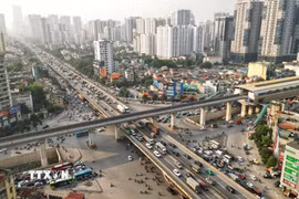Nút giao Khuất Duy Tiến - Nguyễn Xiển, Hà Nội. (Ảnh: Tuấn Anh/TTXVN)