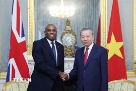 Tổng Bí thư Tô Lâm gặp Phó Thủ tướng Anh David Lammy. (Ảnh: Thống Nhất/TTXVN)