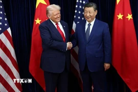 Tổng thống Mỹ Donald Trump (trái) trong cuộc gặp Chủ tịch Trung Quốc Tập Cận Bình tại Busan, Hàn Quốc ngày 30/10/2025. (Ảnh: REUTERS/TTXVN)