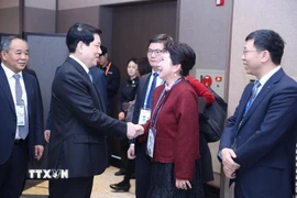 Chủ tịch nước Lương Cường tiếp Tiến sỹ Lý Lợi, Người sáng lập Tập đoàn MEBO. (Ảnh: Lâm Khánh/TTXVN)