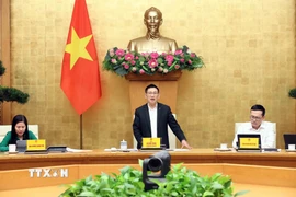 Phó Thủ tướng Hồ Đức Phớc, Trưởng Ban Chỉ đạo Phòng chống rửa tiền quốc gia phát biểu. (Ảnh: An Đăng/TTXVN)